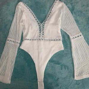 White lace low back bodysuit